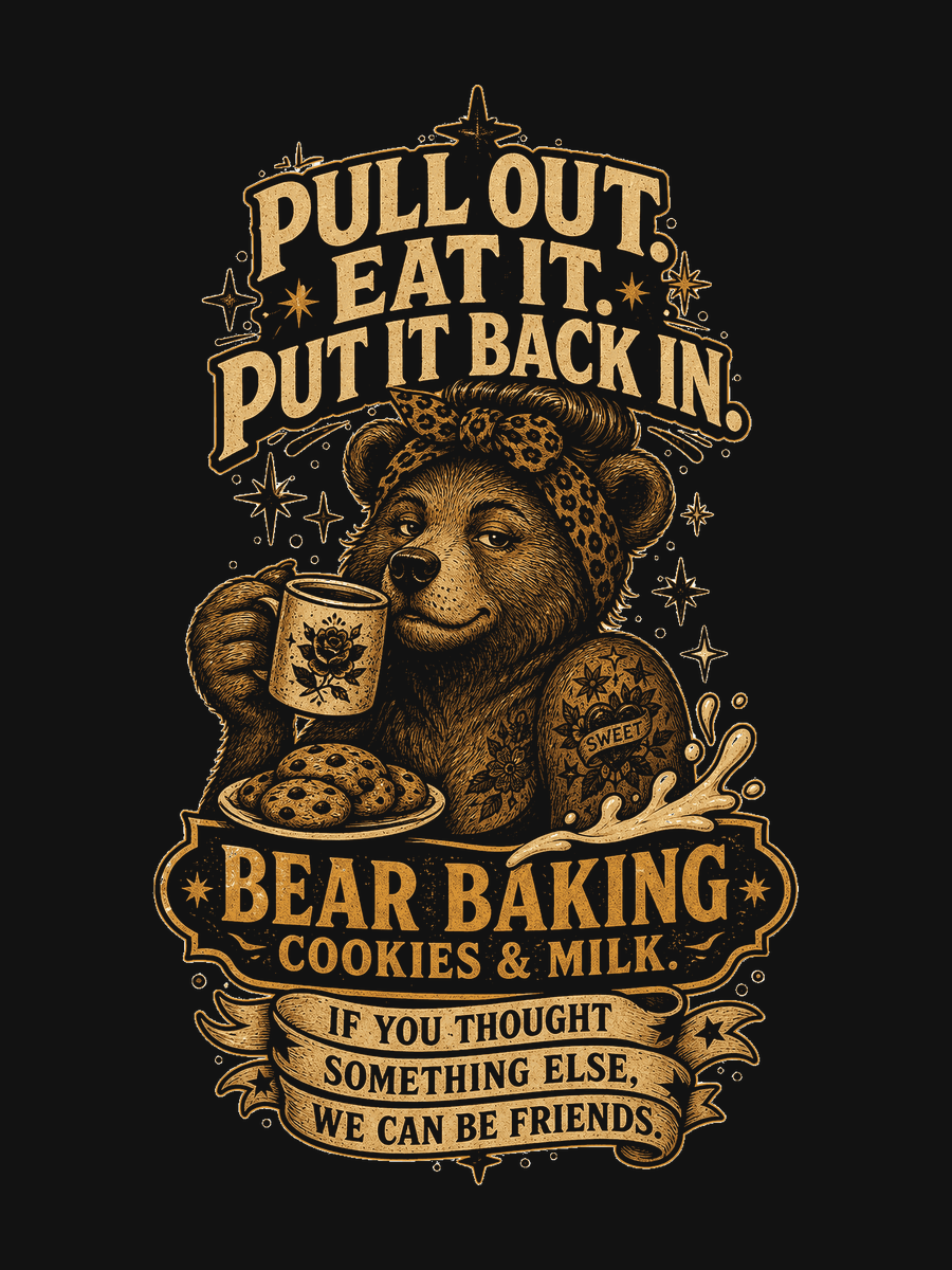 Bear Baking artwork close-up without the garment
