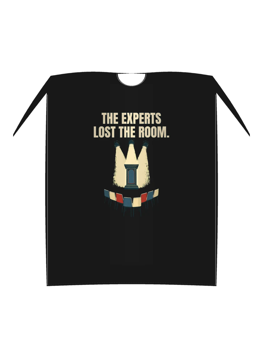 Lost the Room concept shown on a black t-shirt proof